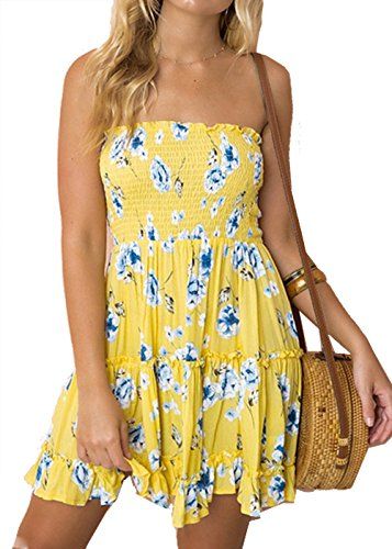 yellow flowy dress short