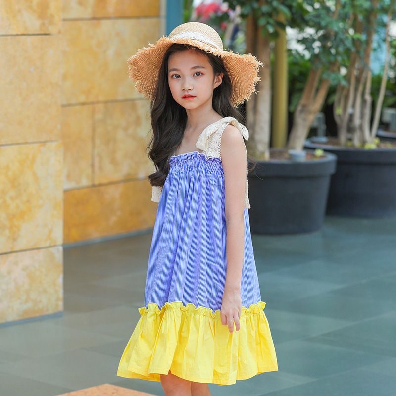 2019 Clothes Girls 2019 Summer Dress Color Patch Work One Piece Sundress Holiday Beach Strapped Dress Age 6 8 10 11 12 14 Years From Gaozang, \u0026Price;
