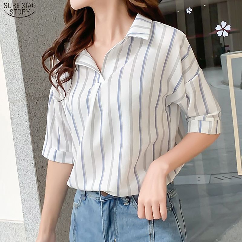 Shirt Short Sleeve Casual Blouse Women 