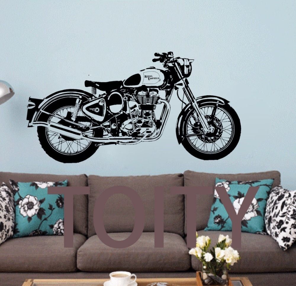 Royal Enfield Motorbike Wall Art Sticker Classic English Motorcycle Decal Boy Room Sport Mural Cj191213 Removable Wall Art Stickers Removable Wall Decal From Quan09 15 22 Dhgate Com