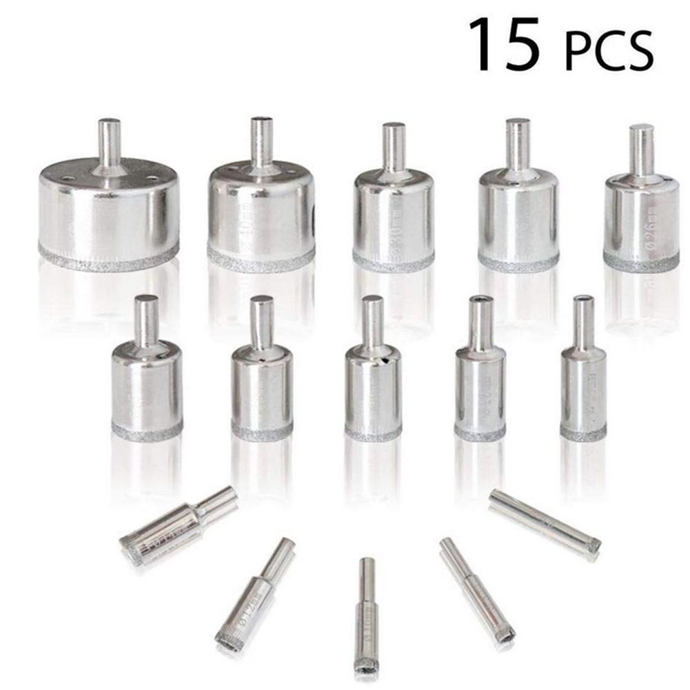 Opener Diamond Coated Hole Saw Set Cutter Glass Marble Drill Bits Cutting Tool 