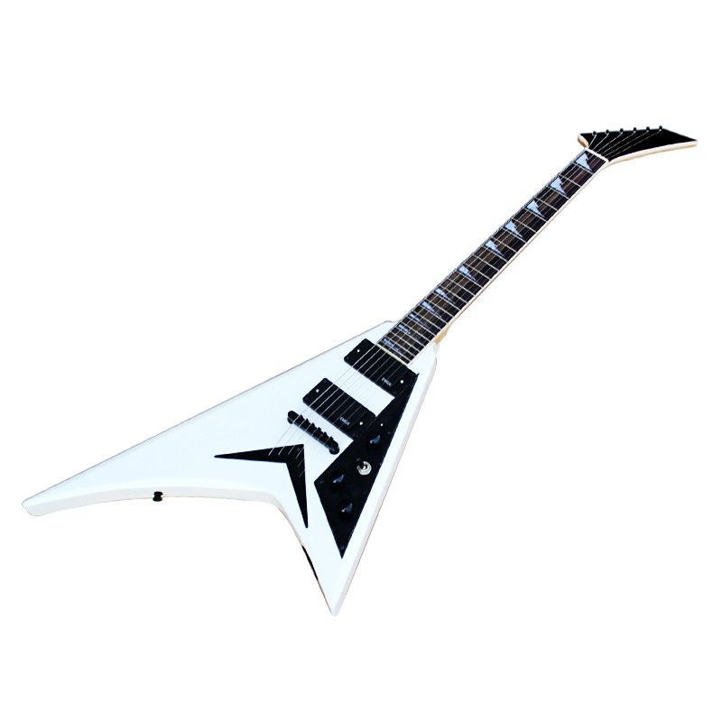 V Shape String Instrument Special Custom White V Shape String Thru Body Electric Guitar With ...
