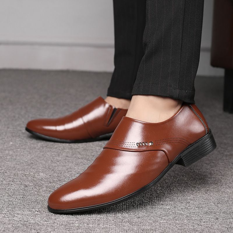 Men's Slip On Loafers Spring Flats Leather Dress Formal Shoes Oxfords Plus Size 