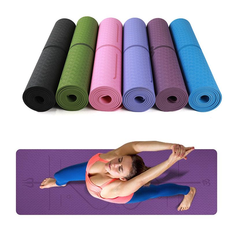 1830 610 6mm Tpe Yoga Mat With Position Line Non Slip Carpet