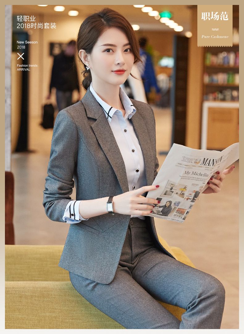 Compra Las Nuevas Trajes Formales De Las Mujeres, Las Tapas Para Mujer Y  Las Blusas Office Ladies Slim Blazer Pants Blazer Black Grey Work Wear  Costume Femme Barato | Entrega Rápida Y