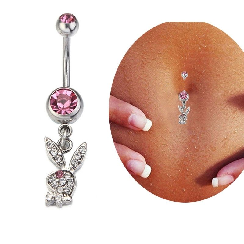Pink Crystal Flower Belly Ring Navel Studs Body Piercing Jewelry New C 