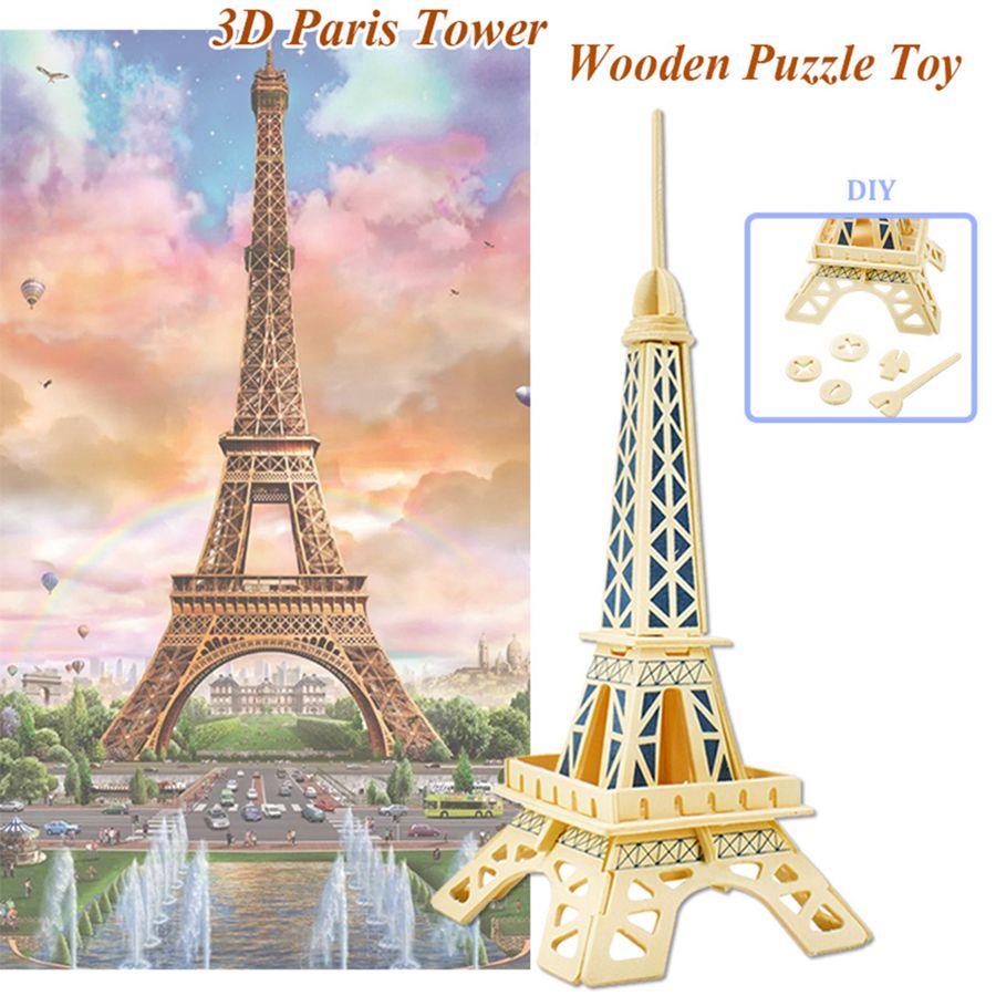 Torre Eiffel Paris Rompecabezas 3d 4 Hojas Rompecabezas Juguete De La Educación Modelo Mediano 20 Pc 