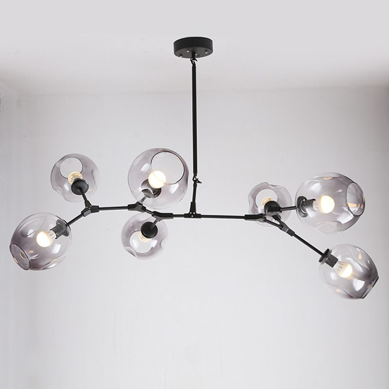 Modern E27 Led Ceiling Lamps Black Gold Bar Stair Dining Room Glass Shade Suspension Luminaire Ceiling Lights Fixtures Hanging Lights Kitchen Large