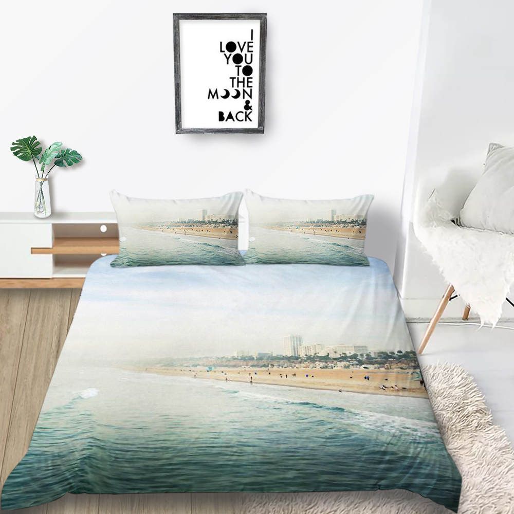 Seaside Bedding Set King 3d Printed Lifelike Duvet Cover Vacation