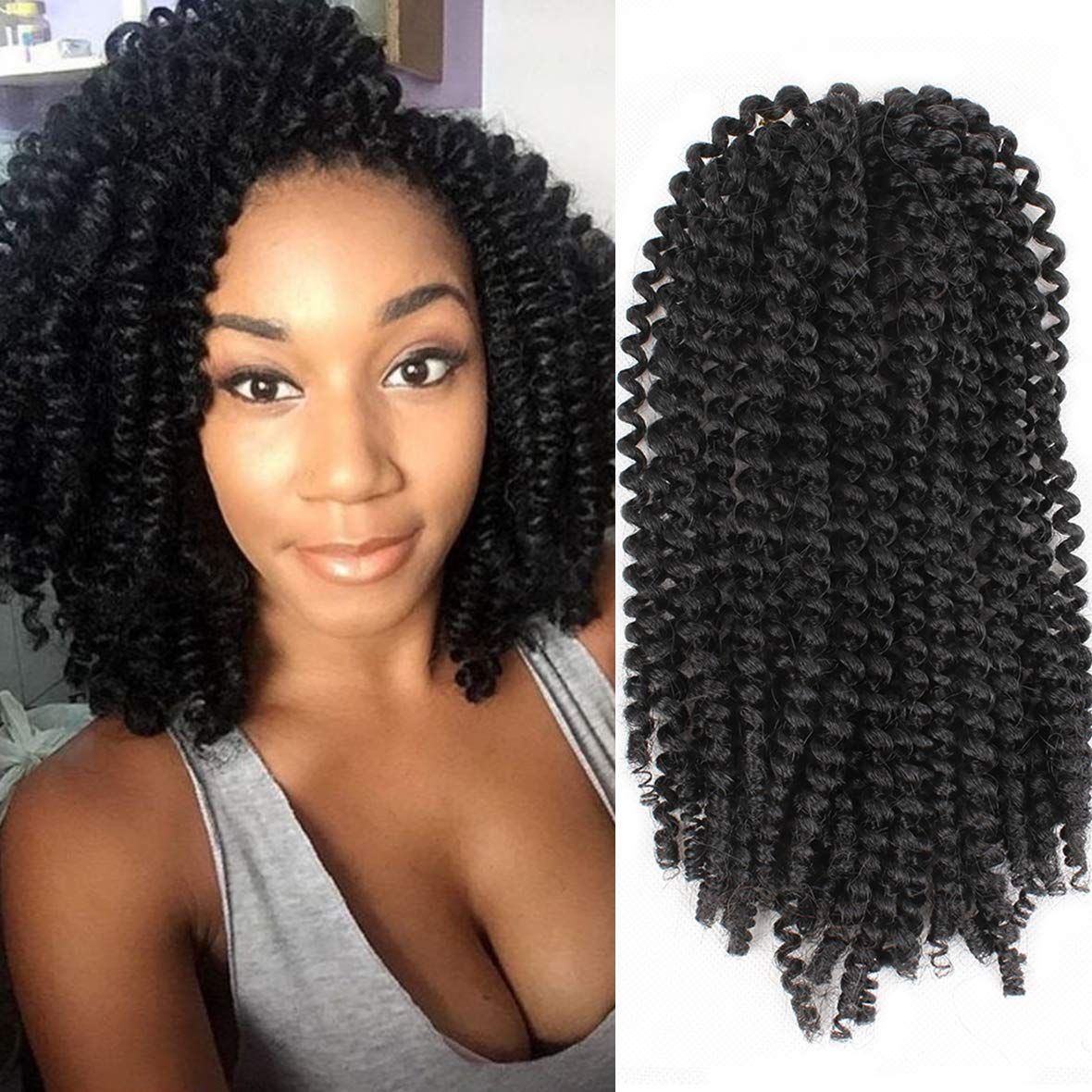 2019 Pack Marleybob Kinky Curl Crochet Braids 8inch Synthetic