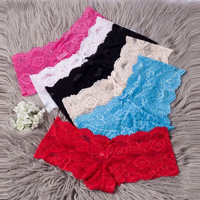 Llegada Sexy Bragas encaje ropa interior 6 colores Mujeres UnderwearRy Girls Boyshorts Pantiess Thongs