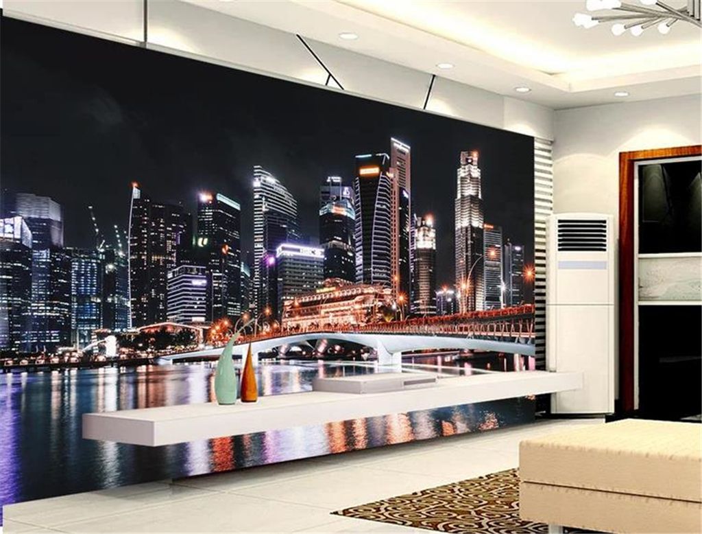Custom Mural 3d Wall Paper Chicago Night View New York Lights Custom Mural 3d Wall Paper Chicago Night View New York Lights