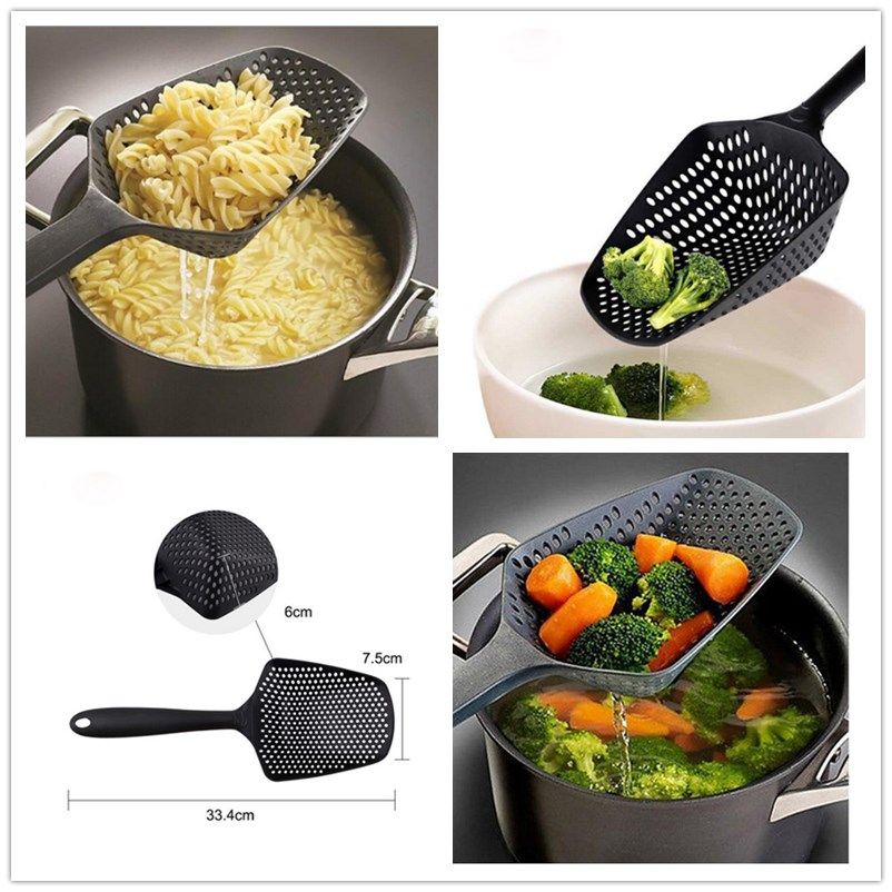 2021 New Fashion Black Large Scoop Colander Strainers Environmental