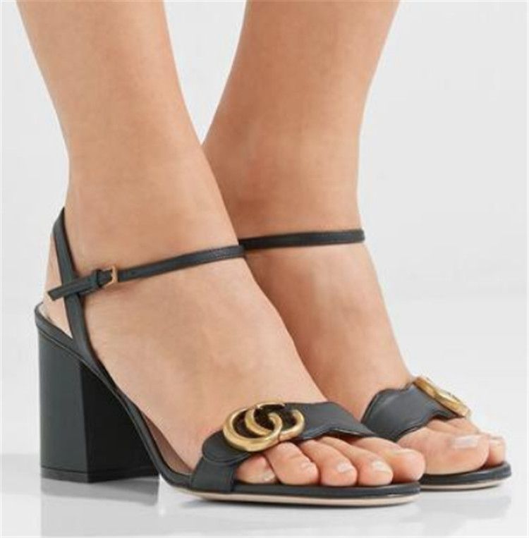 2019 New Arrival Women'S Fashion High Heels Sandals Leather Soft Suede Casual Black Sandal Shoes Lady Outdoor Heels Big Size 41 40 Green Men Sandals New Arrival Men Sandals Black Leather Ankle Buckle Open Toe
