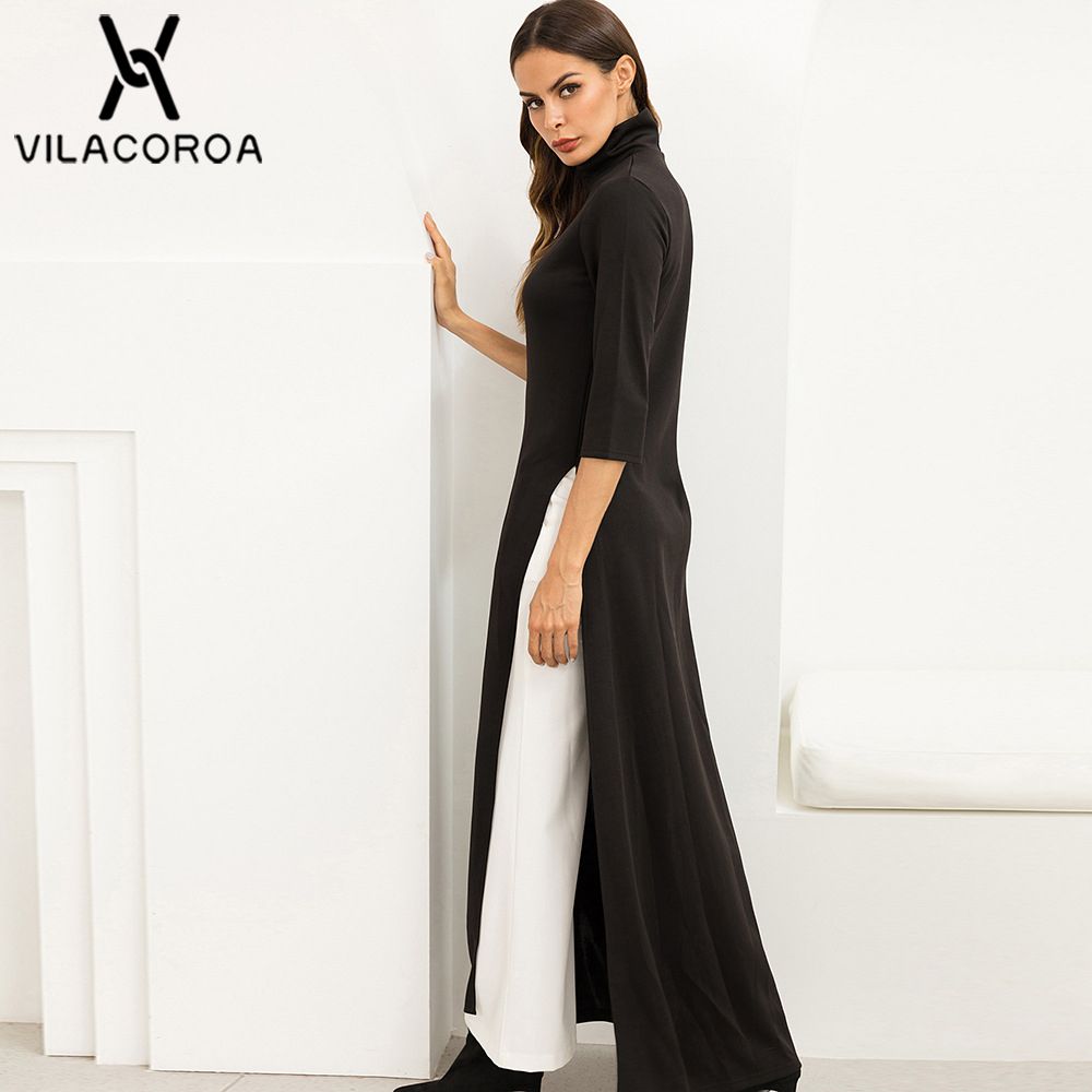 Black T Shirt Maxi Dress Women 
