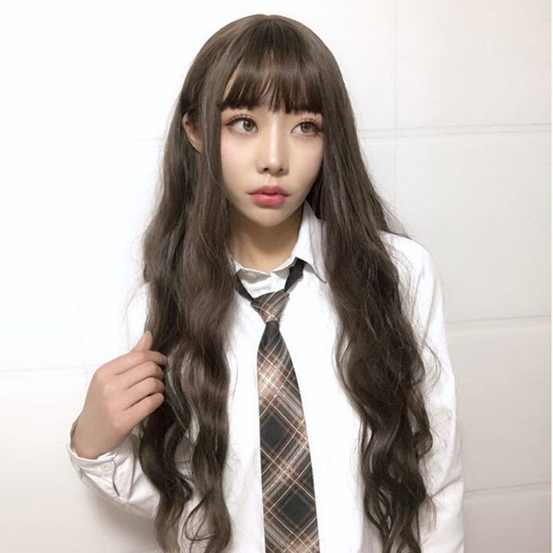 Wig Woman Atmosphere Fringe Long Curly Hair Corn Burn Wave