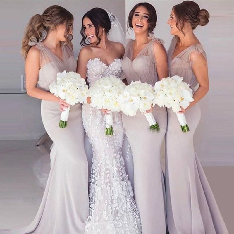 light gray bridesmaid dress