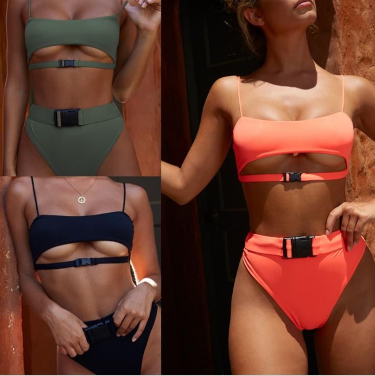 bathing suit with buckle straps