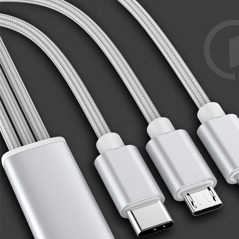 3 In 1 Nylon Braided USB Cable Multi 2.4A Fast Charging Charger Braided USB Type C Type C Micro