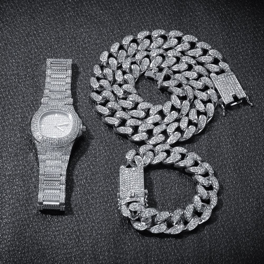 Silver,20inch/8inch Chain+Watch