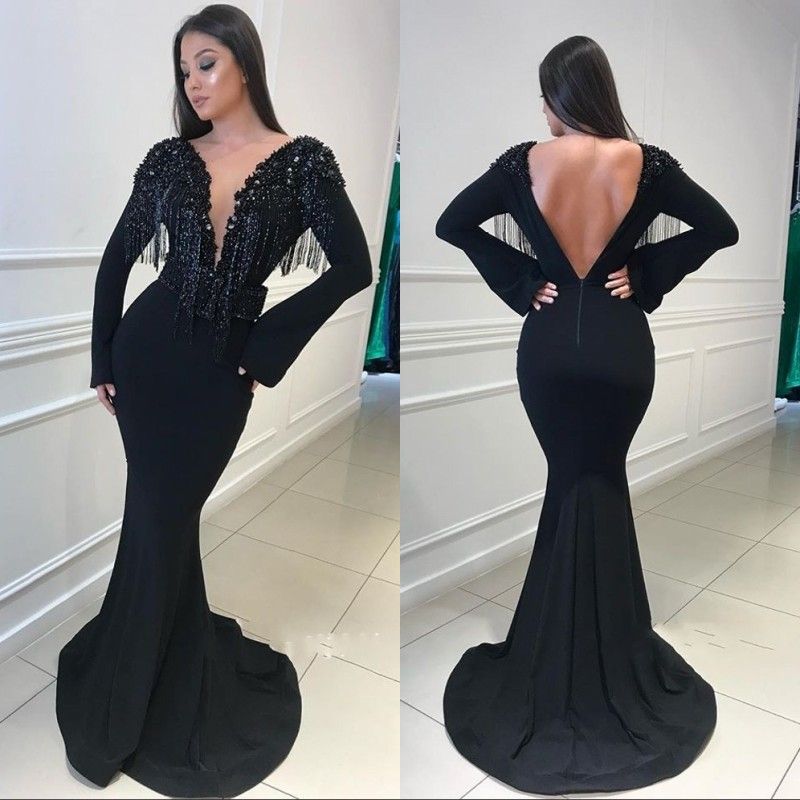vestido longo sereia preto