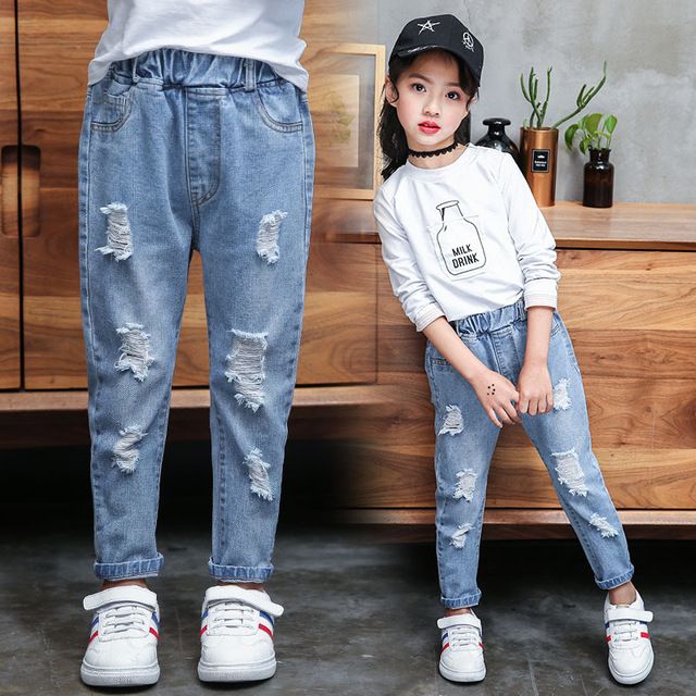 Koop Meisje Jongens Gescheurd Jeans Herfst Kinderen Broek Gaten Jeans Grote  Kinderen Mode Denim Broek Jongens Kleding 4 13 Jaar Goedkoop | Snelle  Levering En Kwaliteit | Nl.Dhgate