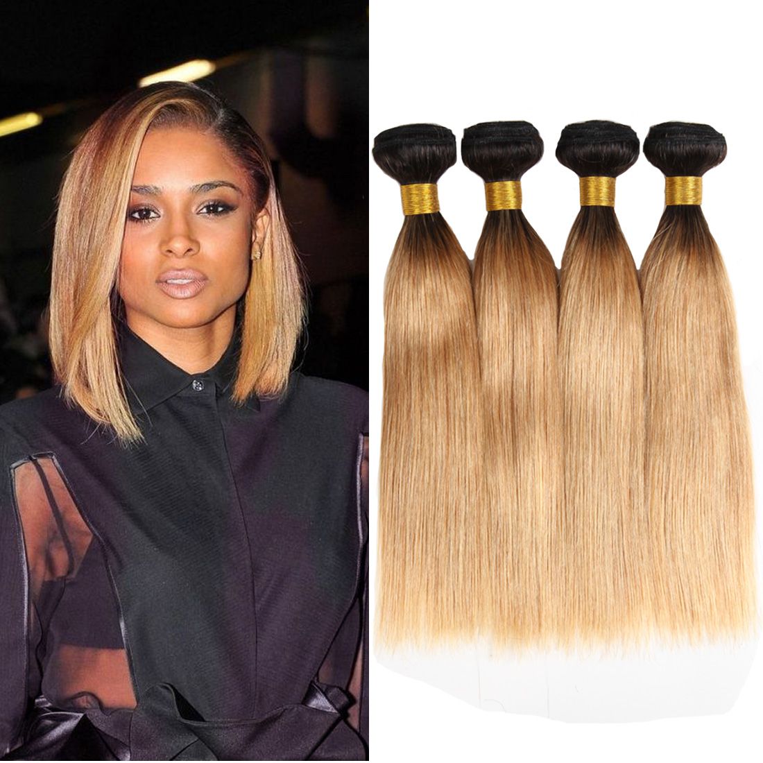 Dressmaker Ombre Brazilian Virgin Straight Hair Weave 4 Bundles