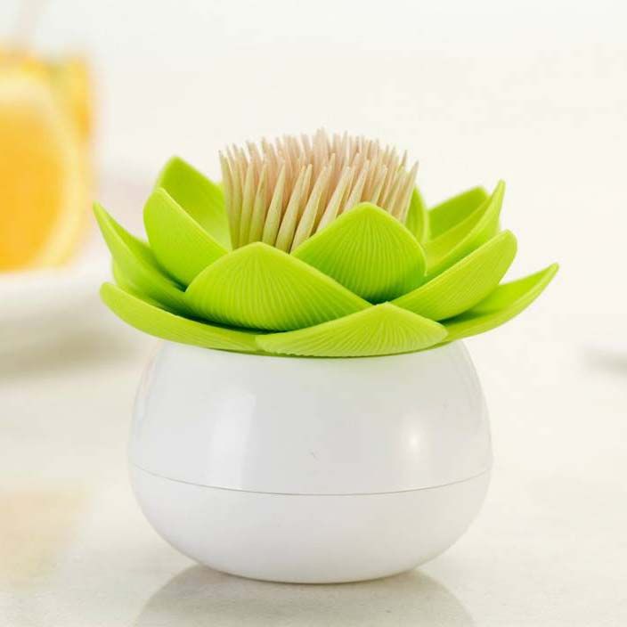2020 Hot Chic Lotus Flower Toothpick Holder Dispenser Box Creative