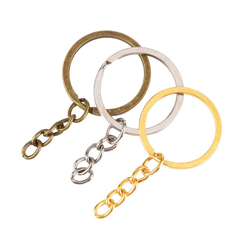 Split Key Ring With Chain Silver Gold Bronze Color Metal Split Keychain