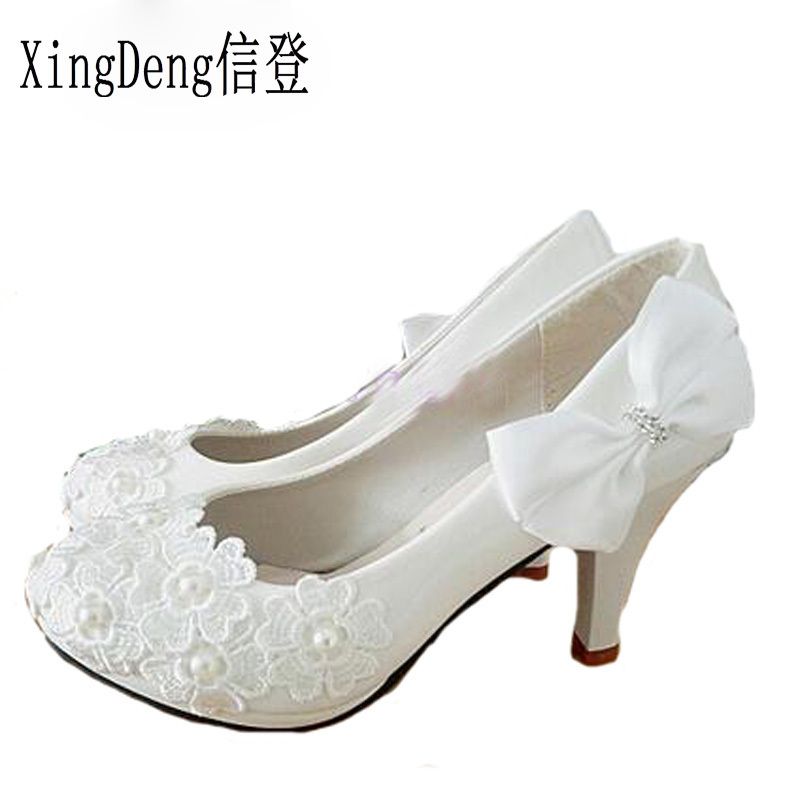 Zapatos de novia de la perla de encaje de flores bordado Stiletto Heel Comfort Zapatos de novia de la perla de encaje de flores bordado Stiletto Heel Comfort