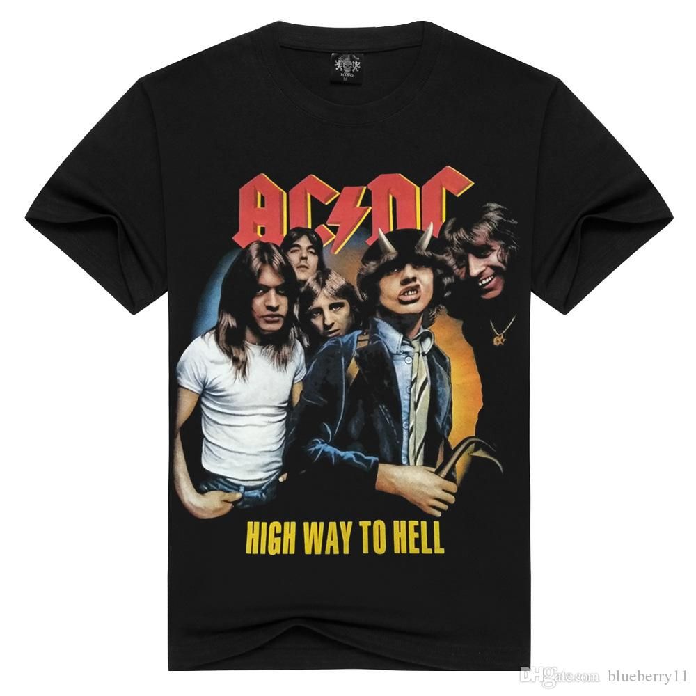 AC / DC Rock Band Camiseta Para Hombre De Camisetas Acdc Ocasional De La Impresión Del Cuello De O Hip Hop Camiseta De Manga Corta De 5,68 € | DHgate