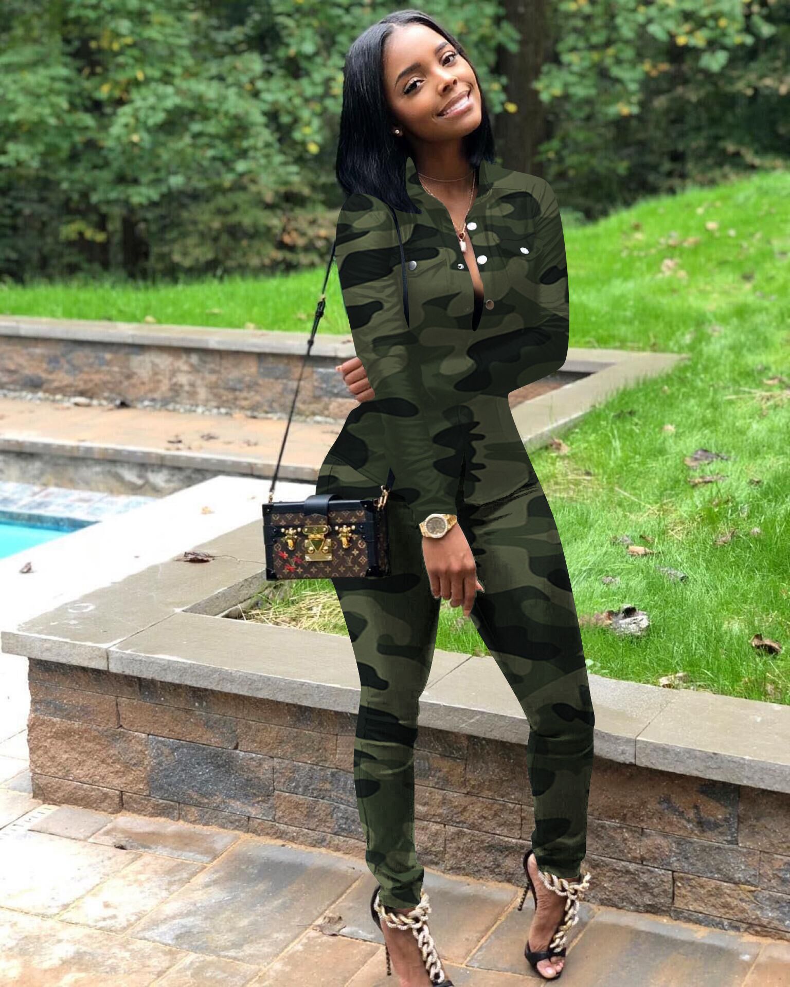 Fashion Camouflage Tracksuit Women Long 
