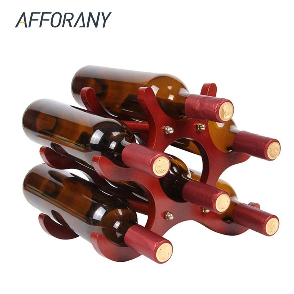 2020 6 Bottles Wine Racks Wooden Wine Bottle Holder Stand Shelf