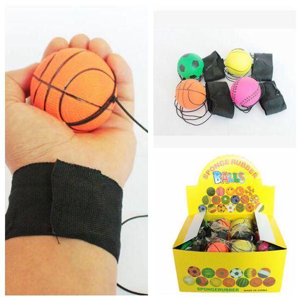 63mm Throwing Bouncy Ball Rubber Wrist Band Bouncing Balls Kids Elastic
