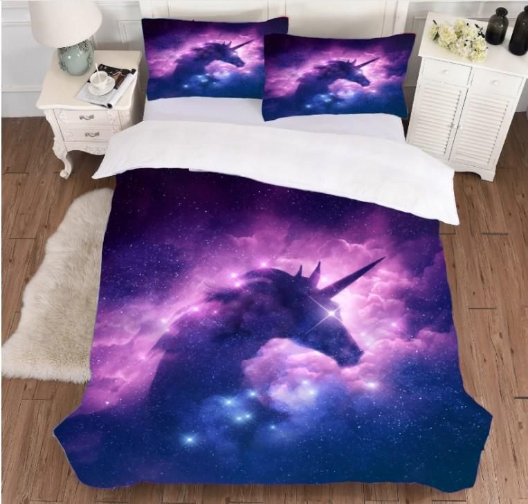 En Iyi Ve En Yeni Galaxy Unicorn Yatak Seti Cocuk Kiz Uzay Nevresim 3 Adet Pembe Mor Piriltili Unicorn Yatak Ortusu Satin Alin Dhgate Com