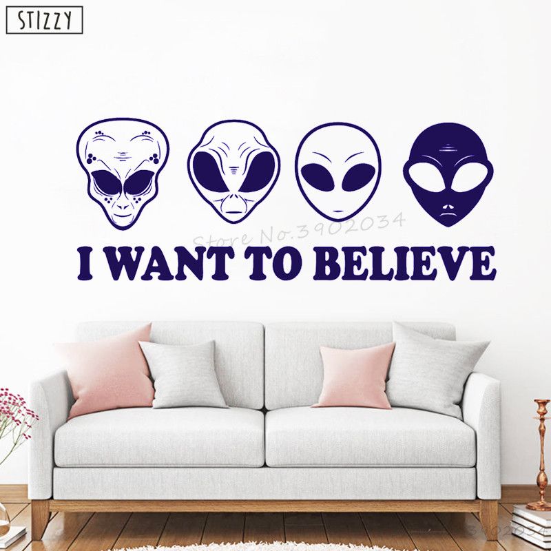 Wall Decal Aliens Quote I Want To Believe Vinyl Wall Sticker For Kids Room Cartoon UFO Design Gift Bedroom Decor DIY Wall Mural Decal Vinyl Art Wall Decal Aliens Quote I Want To Believe Vinyl Wall Sticker For Kids Room Cartoon UFO Design Gift Bedroom Decor DIY Wall Mural Decal Vinyl Art