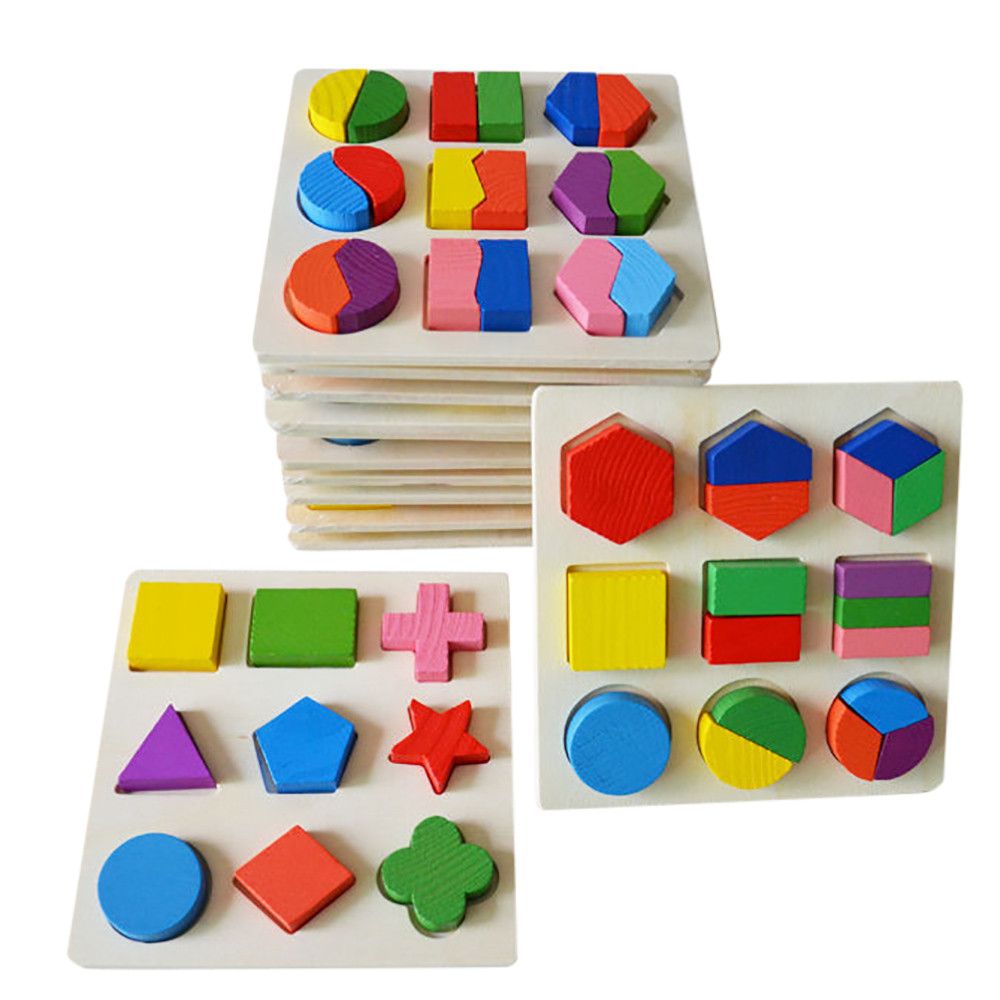 Montessori Round Shapes Puzzle Learning Educational Preschool Kids Toys Wooden
