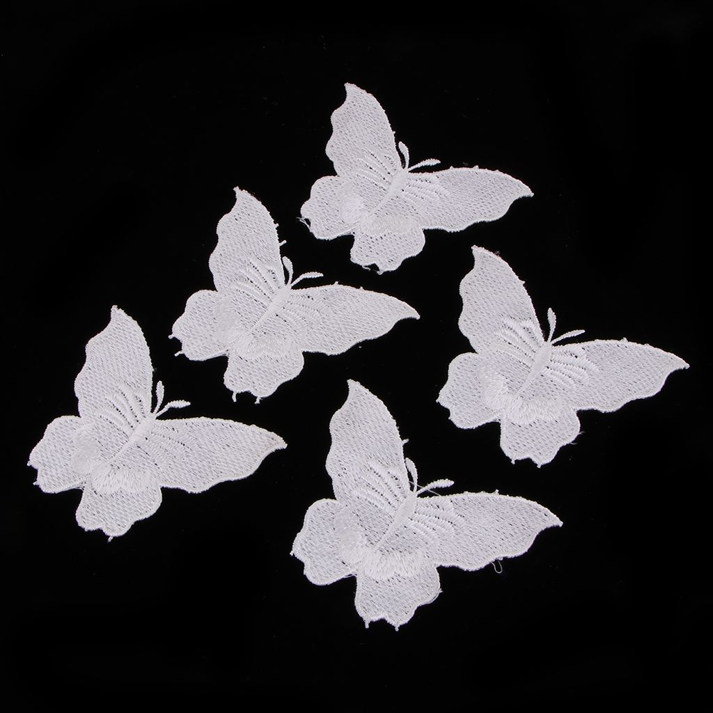 Vestido Patch 5pcs mariposa del cordón en relieve bordado coser aplicaciones Craft Vestido Patch 5pcs mariposa del cordón en relieve bordado coser aplicaciones Craft