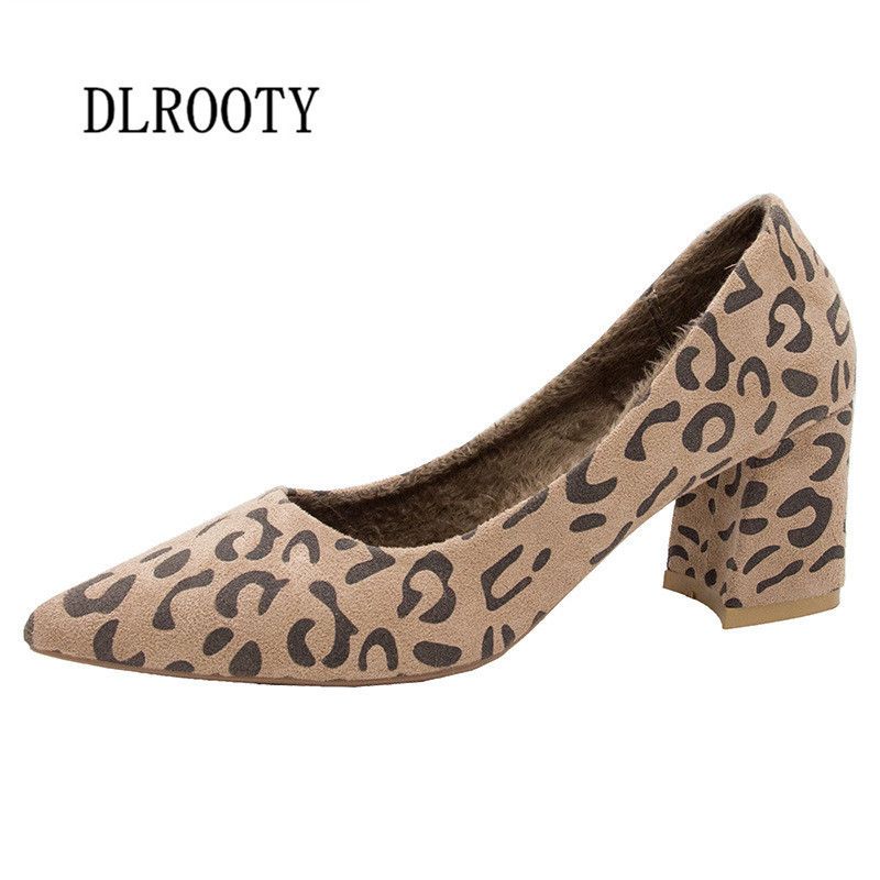 Dress Shoes Women Pumps High Heels 6 5 Cm Shallow Leopard 2019