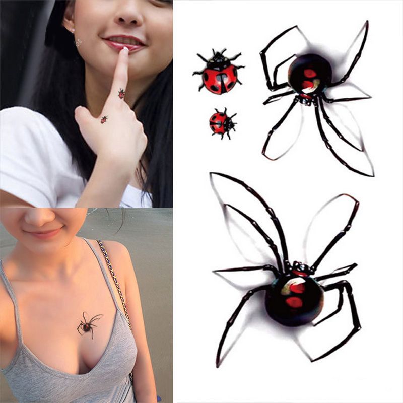 Acheter 1 Feuille Sexy Temporaire Tatouage Autocollants étanche Faux Spider Coccinelle Body Art Homme Femme Flash Tatouages Autocollant 2017 Chaude