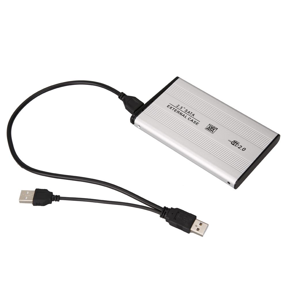Plata Funda de 2,5 pulgadas USB 2.0 SATA Disco duro externo para dispositivos móviles