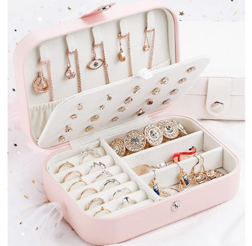 2020 NEW Protable PU Jewelry Storage Boxes Mini Jewelry Collection Organizer Earrings Necklace