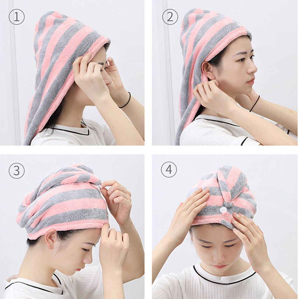 Towel Est Microfibre After Shower Hair Drying Wrap Womens Girls Lady's  Quick Dry Hat Cap Turban Head Bathing Tools