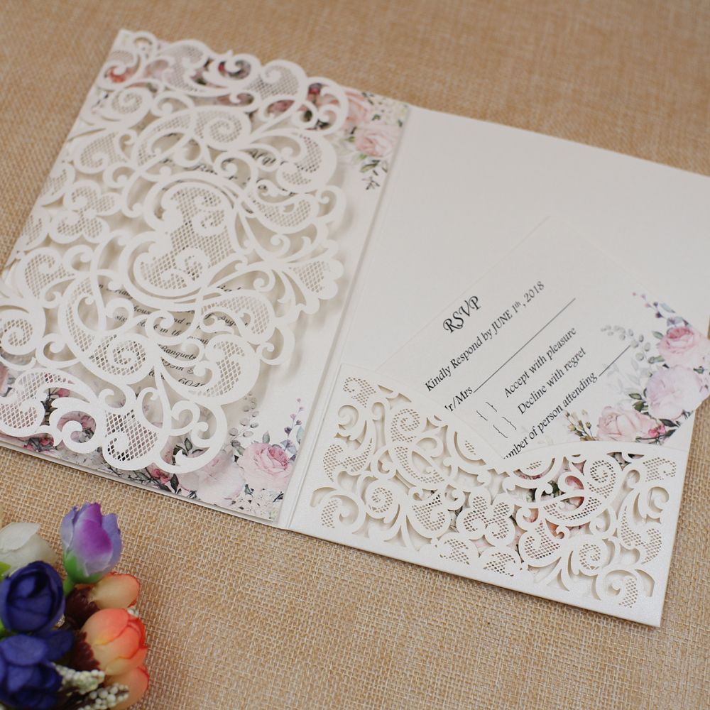 More Color Laser Cut Luxury Wedding Invitations Cards With ...