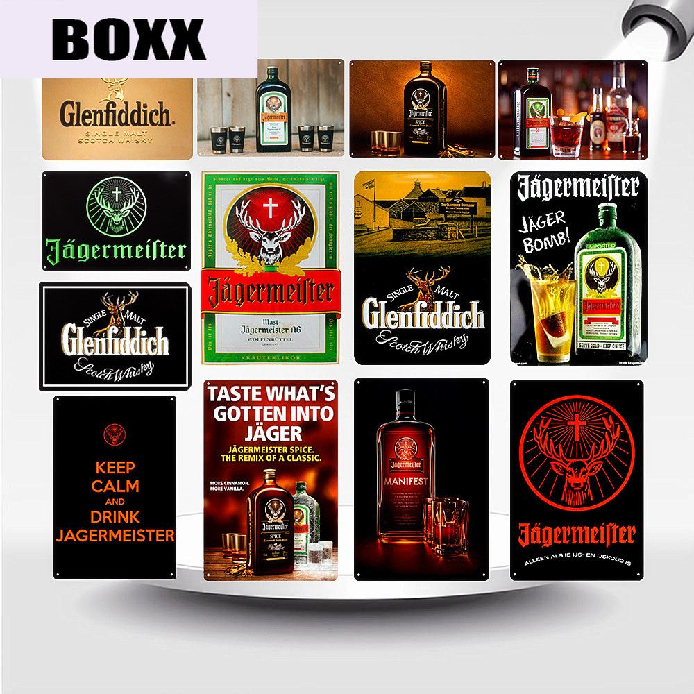 man cave wall decor Jagermeister Jager deer alcohol bar metal tin sign man cave wall decor Jagermeister Jager deer alcohol bar metal tin sign