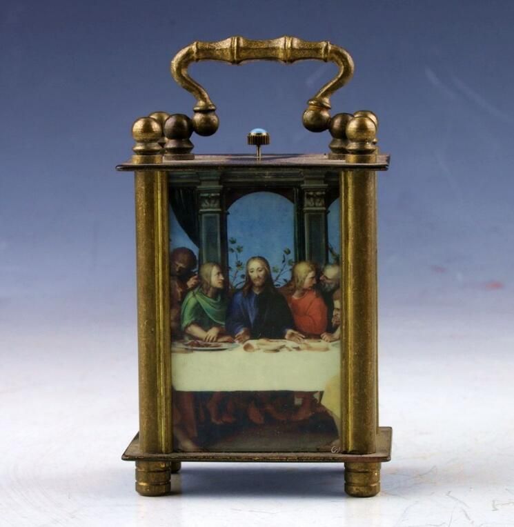 Collectible Old Chinese cloisonne Handwork Mechanical Table Clock