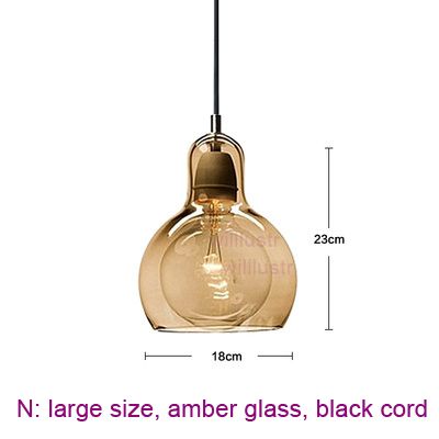 large, amber glass, black cord