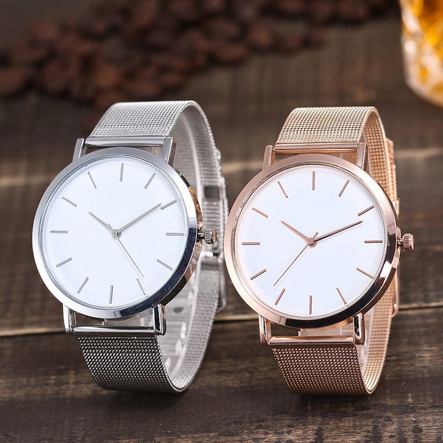 casual quartz stainless steel band marble strap watch analog wrist watch