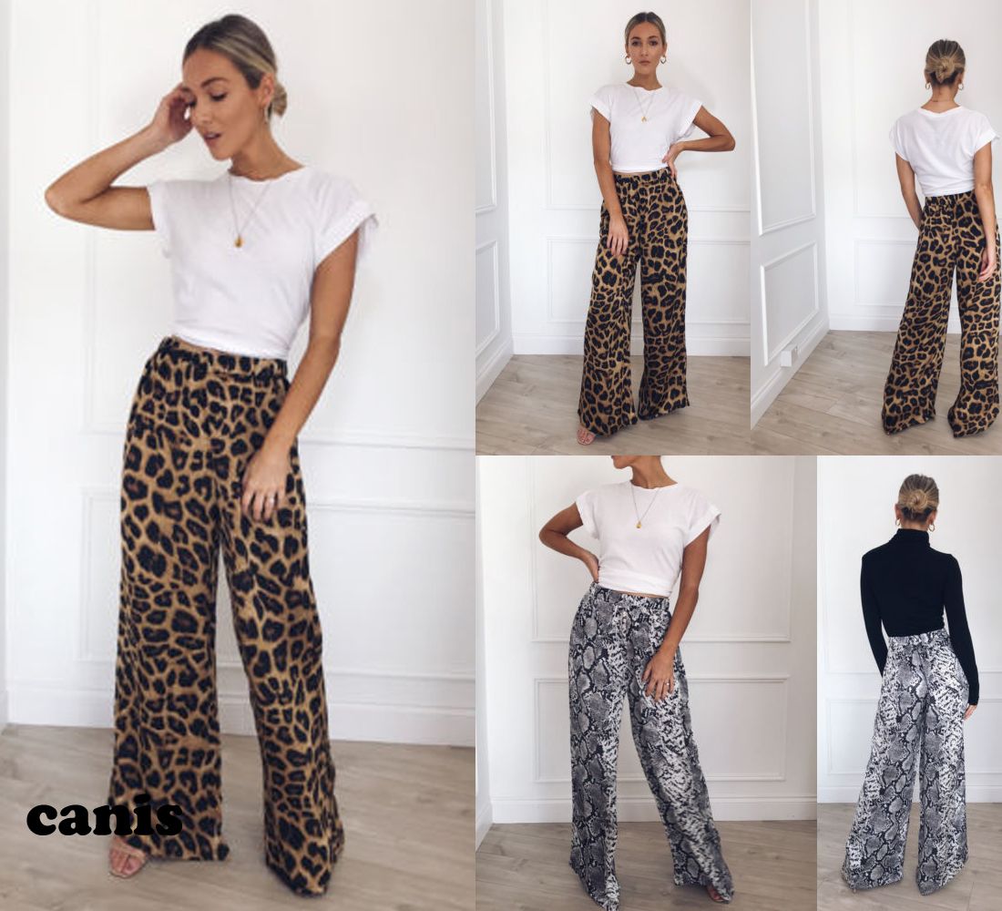 Compre Nuevas Mujeres Sexy Pantalones Estampados De Leopardo Sexy Pantalones De Pierna Ancha Palazzo Pantalones Holgados Holgados Largos Pantalones Casuales A 6,11 € Del Wanghongmei8888 | DHgate.Com