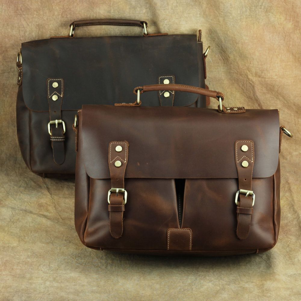 New Vintage Men Briefcase Best Favorite Cowhide Leather Office iPad Bag Tote Bag Fashion Business shoulder bag outdoor casual daily designer
